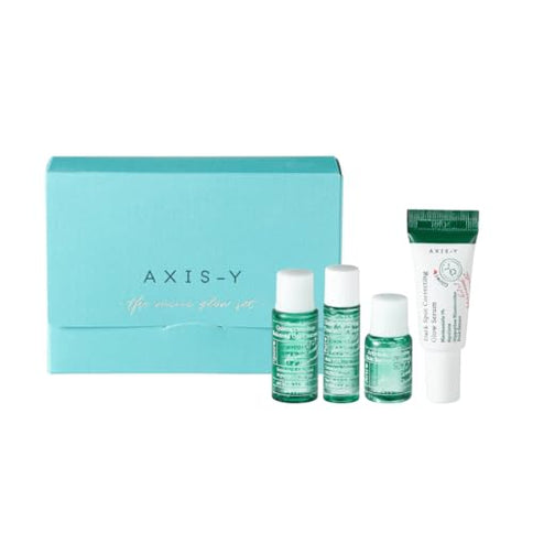Axis-Y Mini Glow Set – Quinoa Gel Cleanser, Toner, Artichoke Ampoule, Dark Spot Serum