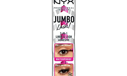 NYX Jumbo Lash 2-in-1 Eyeliner & Lash Adhesive – Baddest Black, 1 ml
