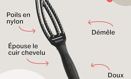 Olivia Garden Fingerbrush Detangler Haarbürste – Black Ionized Nylon, Klein