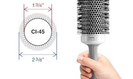 Olivia Garden Ceramic + Ion Round Bürste CI-45 Keramik 1,75 Zoll Weiß/Grau