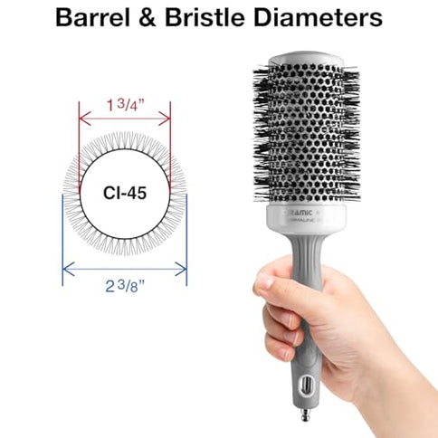 Olivia Garden Ceramic + Ion Round Bürste CI-45 Keramik 1,75 Zoll Weiß/Grau