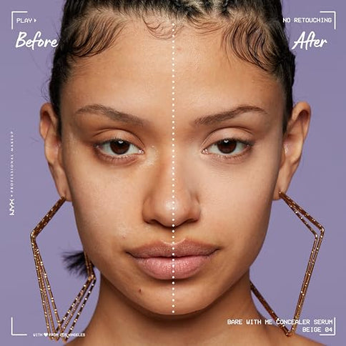 NYX Professional Makeup Bare With Me Concealer Serum – Satin Finish, Beige 04, 9.6 ml