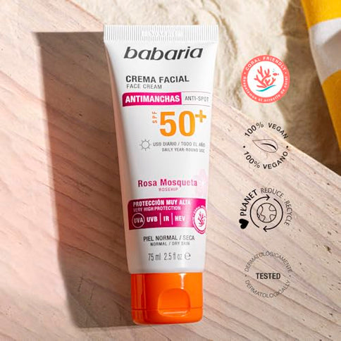 Babaria Sunshine Aloe Necessary 2025 Sonnencreme Gesicht SPF50+ Hagebutte