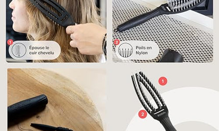 Olivia Garden Fingerbrush Detangler Haarbürste – Black Ionized Nylon, Klein