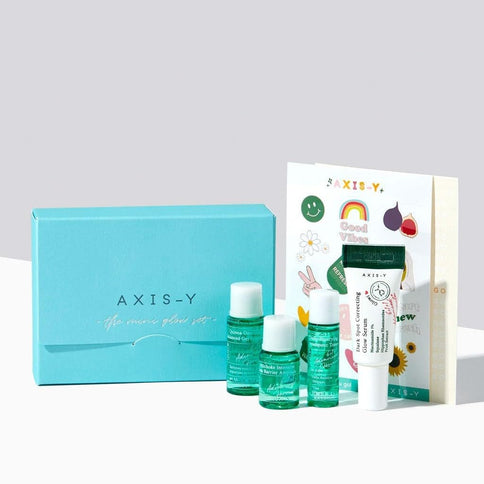 Axis-Y Mini Glow Set – Quinoa Gel Cleanser, Toner, Artichoke Ampoule, Dark Spot Serum