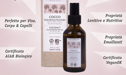 Phytorelax Laboratories Vegan Coconut Mehrzweck-Trockenöl – Gesicht Körper Haar 100ml