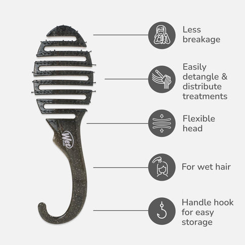 Wet Brush Detangling Shower Haarbürste Schwarz Glitter