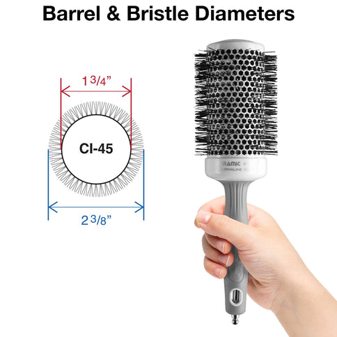 Olivia Garden Ceramic + Ion Round Bürste CI-45 Keramik 1,75 Zoll Weiß/Grau