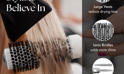 Olivia Garden Ceramic + Ion Round Bürste CI-45 Keramik 1,75 Zoll Weiß/Grau