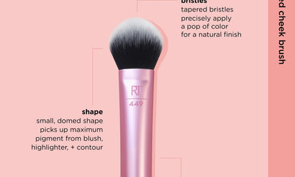 Real Techniques Tapered Cheek Brush – blush/highlighter/loose powder, rose