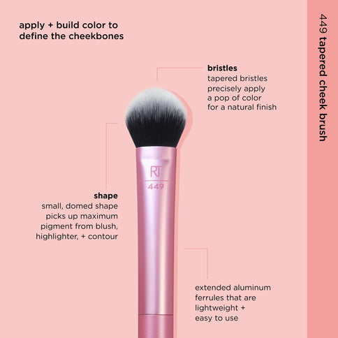 Real Techniques Tapered Cheek Brush – blush/highlighter/loose powder, rose