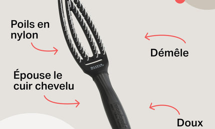 Olivia Garden Fingerbrush Detangler Haarbürste – Black Ionized Nylon, Klein