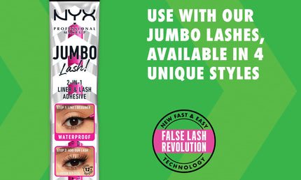 NYX Jumbo Lash 2-in-1 Eyeliner & Lash Adhesive – Baddest Black, 1 ml