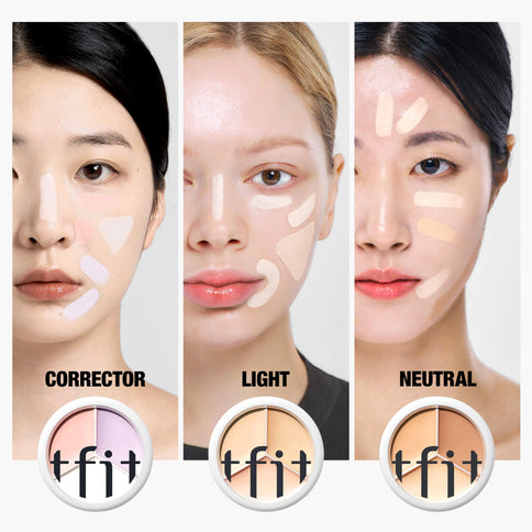 Tfit Cover Up Pro Concealer Palette 3-in-1 Color Correcting Full Coverage