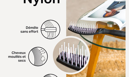 Olivia Garden Fingerbrush Detangler Haarbürste – Black Ionized Nylon, Klein