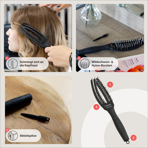 Olivia Garden Detangler Haarbürste – Schwarz, Klein