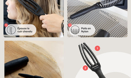 Olivia Garden Fingerbrush Detangler Haarbürste – Black Ionized Nylon, Klein