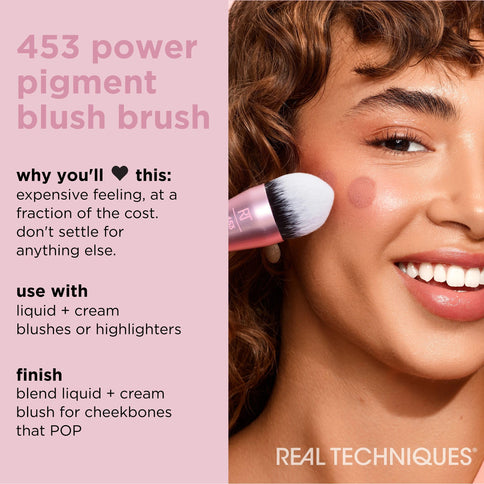 Real Techniques Power Pigment Blush Makeup Brush Rosa