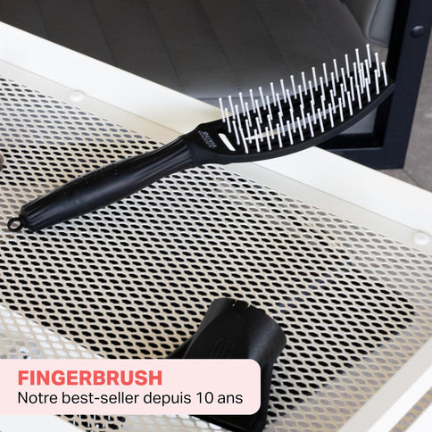 Olivia Garden Fingerbrush Detangler Haarbürste – Black Ionized Nylon, Klein