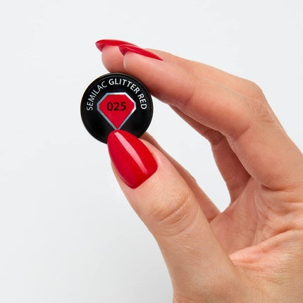 Semilac UV Nagellack 025 Glitter Red – Langlebiger Glanz, 7ml