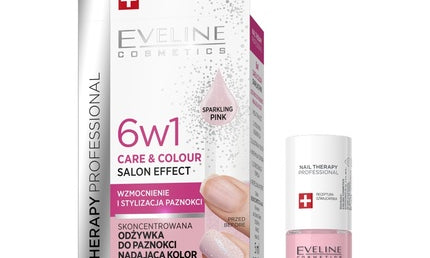 Eveline 6-in-1 Care & Colour Nail Treatment Sparkling Pink Nail Care Set 5ml