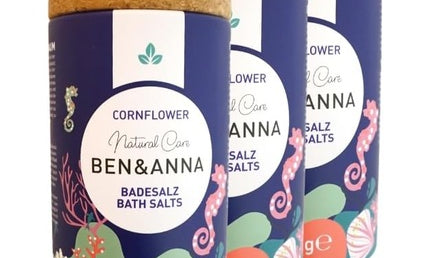 Ben & Anna Premium Cornflower Bath Salts – Muskelentspannung, Kornblume, 300 g