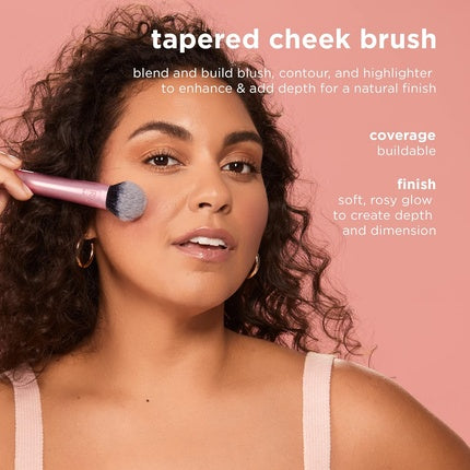 Real Techniques Tapered Cheek Brush – blush/highlighter/loose powder, rose